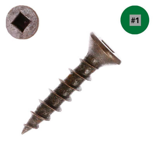 Wood Screw, Flat Head, Square Drive, #6 x 1